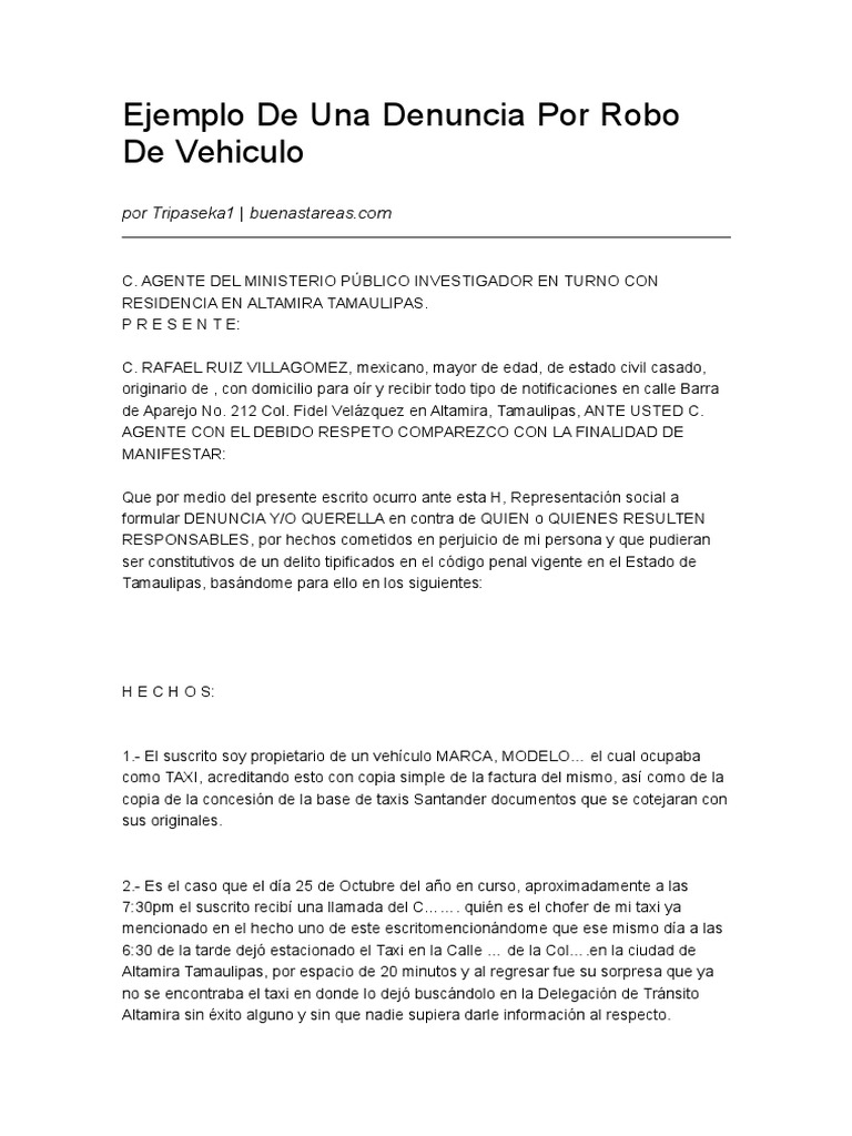 Cfe Reporte De Robo Vehicular