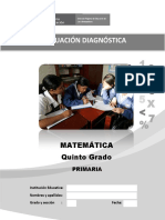 Evaluación diagnóstica de matemática para quinto grado