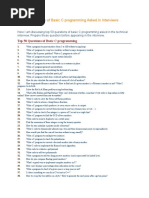 Top 50 Questions of Basic C Programming Asked in Interviews