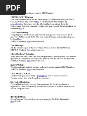 A Study In Font Pdf Sherlock Tv Series Verdana