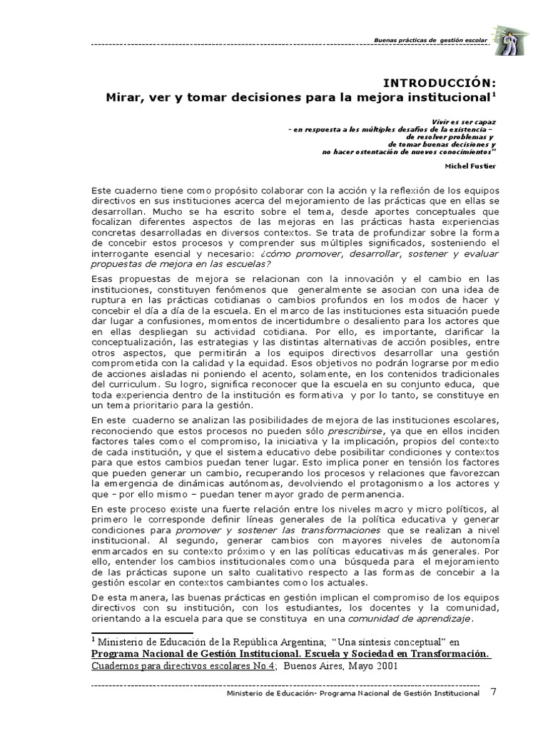 Mejora de la Gestión Escolar | PDF | Toma de decisiones | Conocimiento