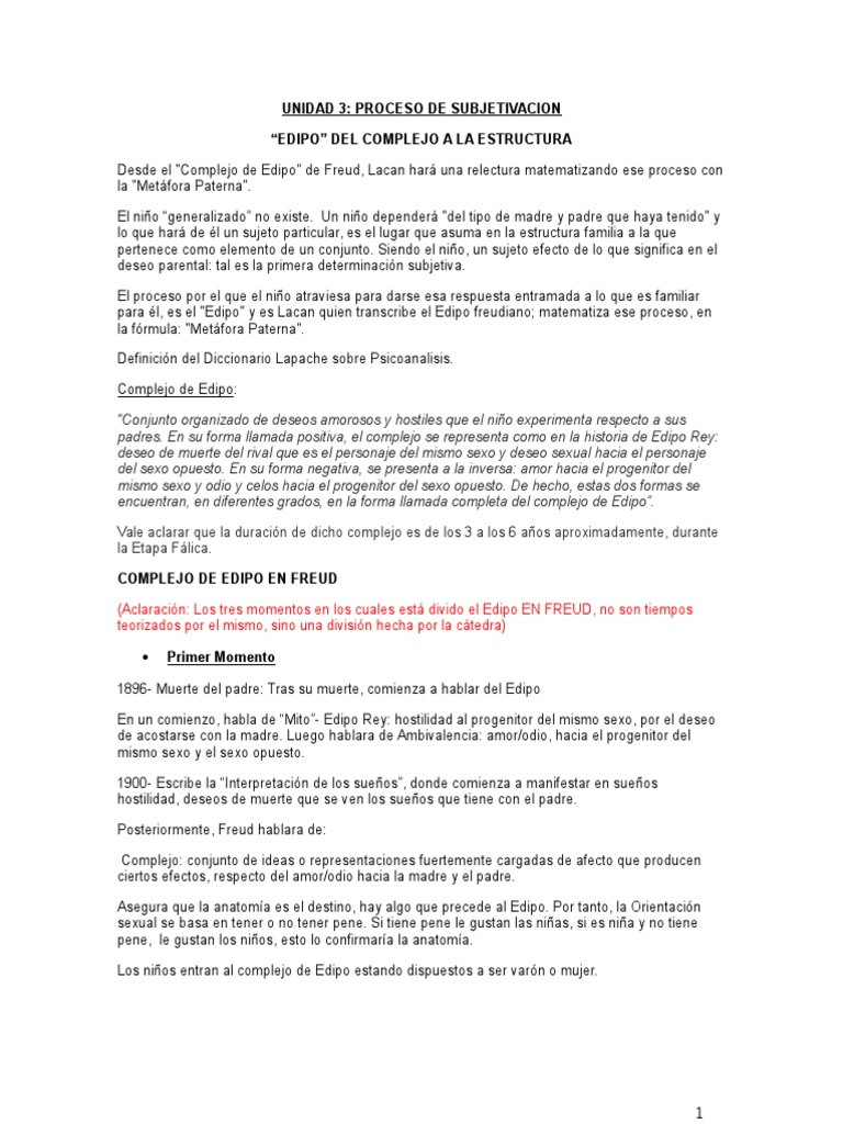 Complejo de Edipo: Freud y Lacan | PDF | Complejo de Edipo | Jacques Lacan