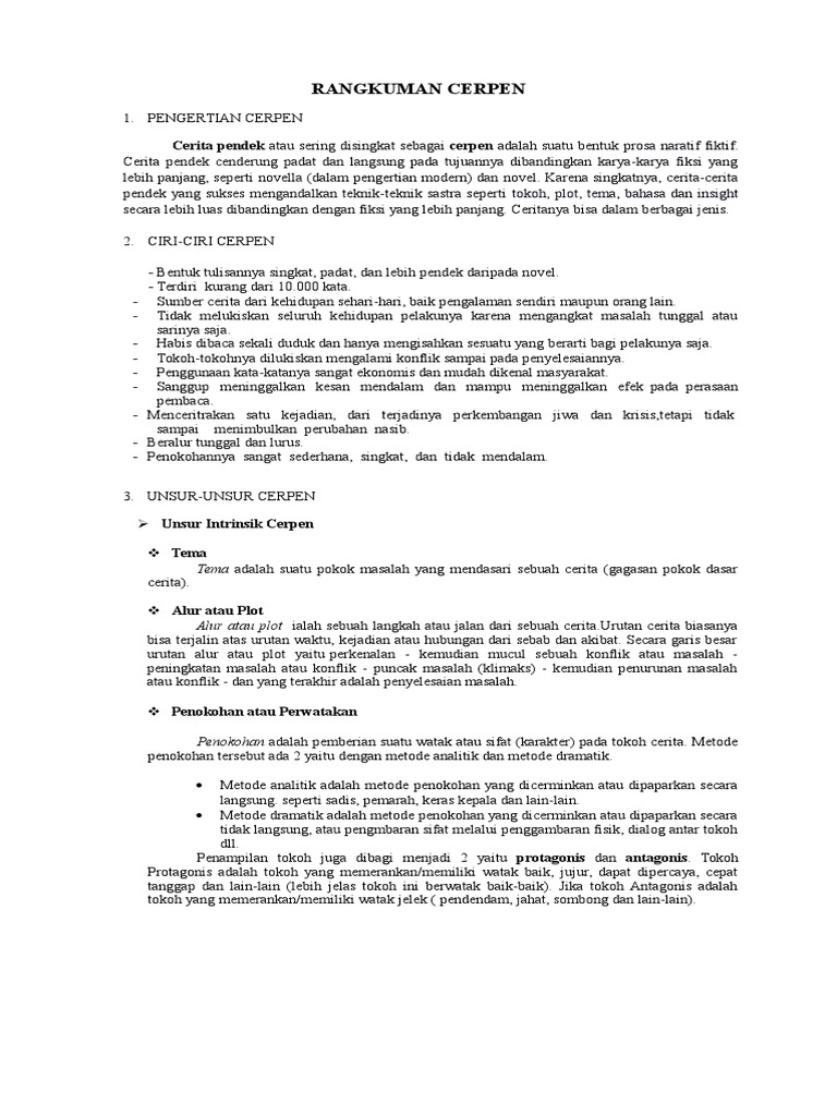 RANGKUMAN CERPEN