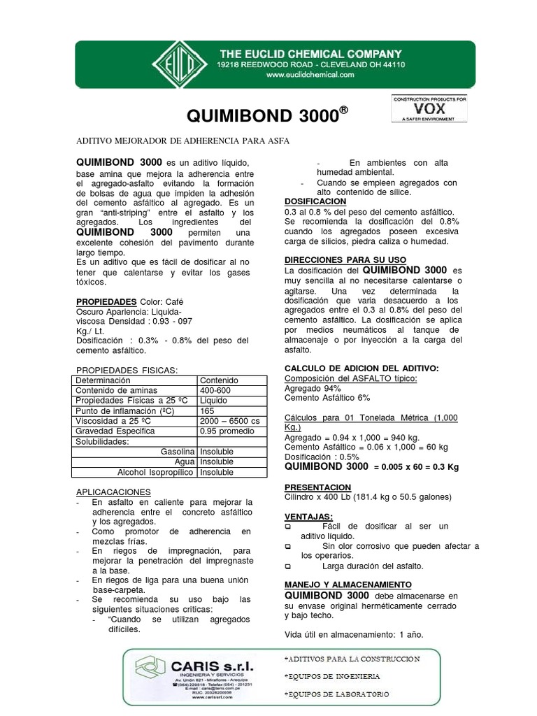 Quimi Bond 3000 | PDF | Solubilidad | Hormigón