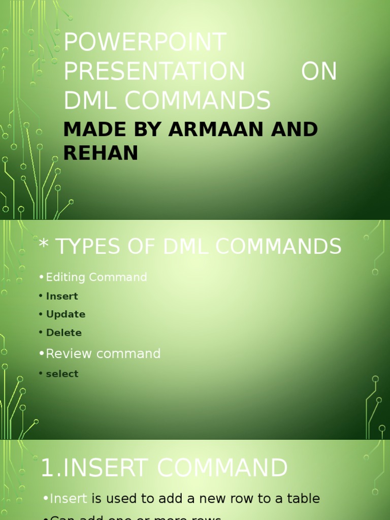 Powerpoint Presentation On DML Commands | PDF | Computers