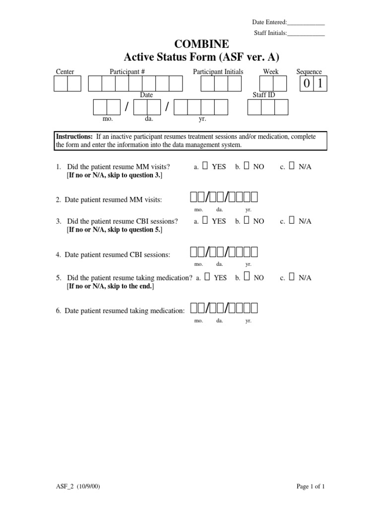 Combine Active Status Form (ASF Ver. A) | PDF