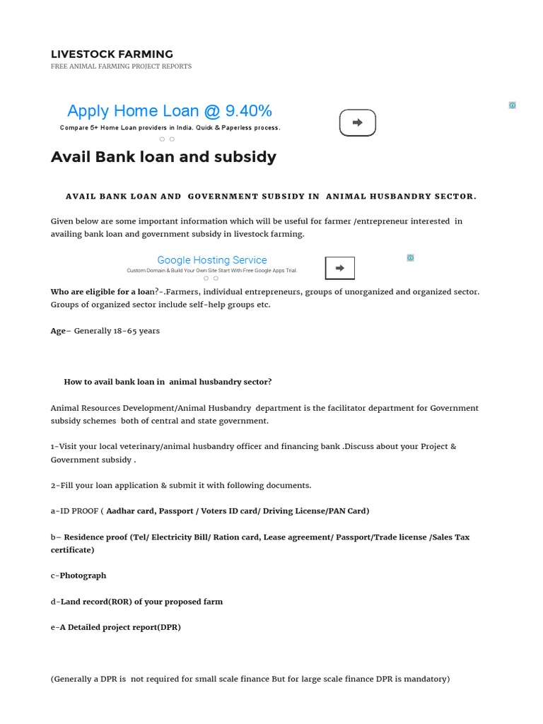 Avail Bank Loan and Subsidy Loans Mortgage Loan