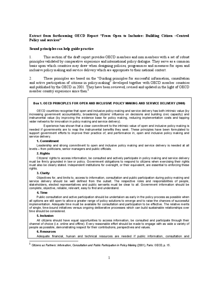 OECD Principles for Inclusive Policy Making | PDF | Public ...