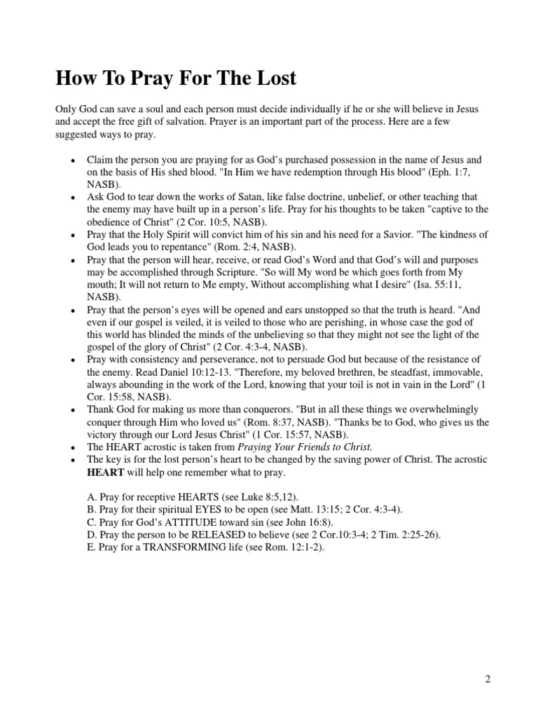 How To Pray For The Lost | PDF | Jesus | Prayer