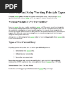 Over Current Relay Working Principle Types