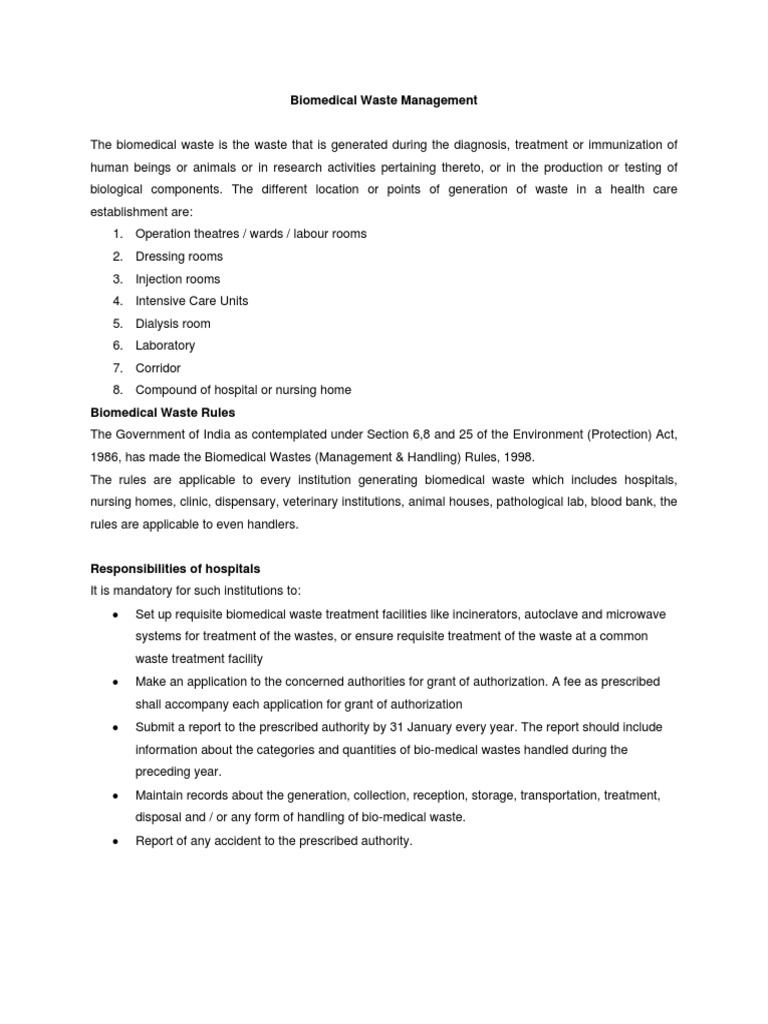 Biomedical Waste Management Sterilization Microbiology Waste 