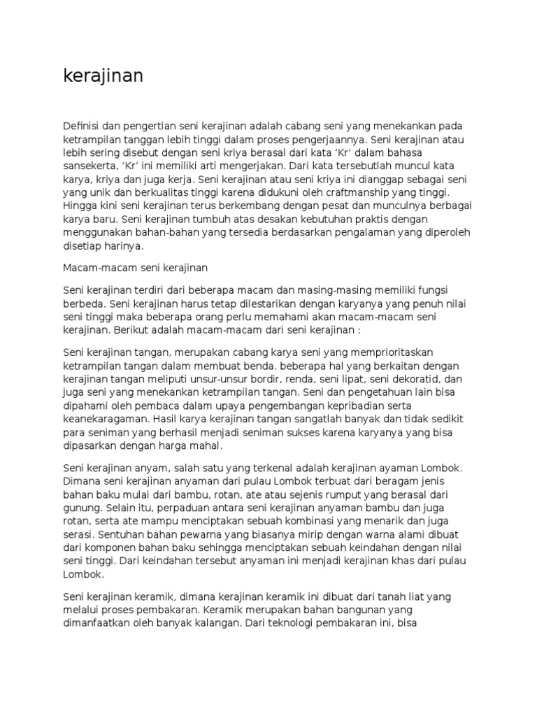  Kerajinan  Tangan Anyaman  Merupakan Kegiatan  Kerajinan  Tangan