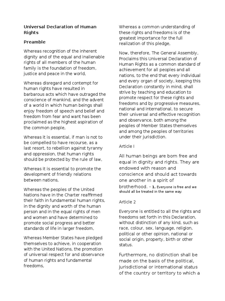 Universal Declaration of Human Rights Human Rights