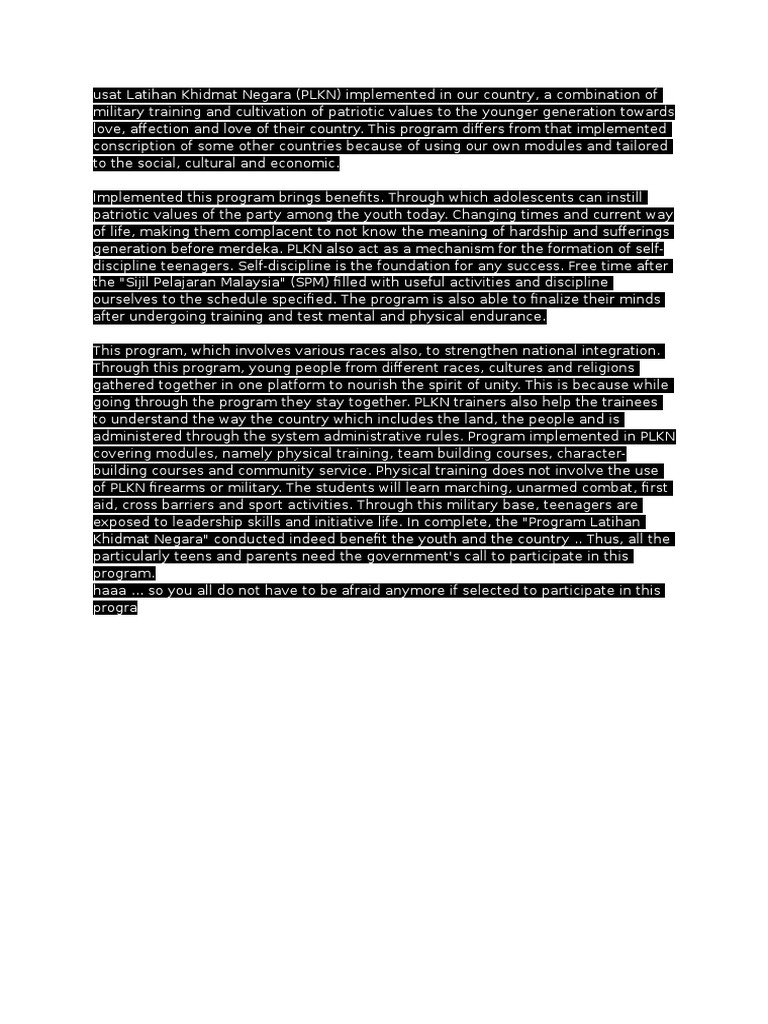 Benefits of PLKN for Youth Development | PDF | Social Science | Self ...