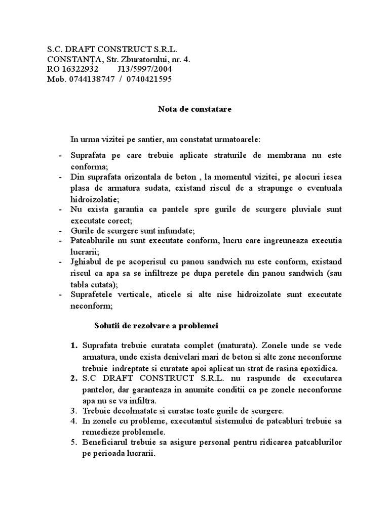 Nota de Constatare | PDF