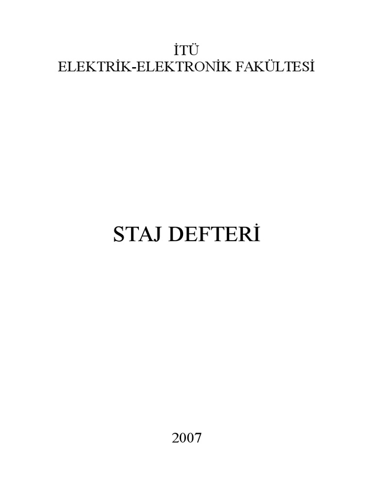 Itu Elektrik Elektronik Staj Defteri Pdf