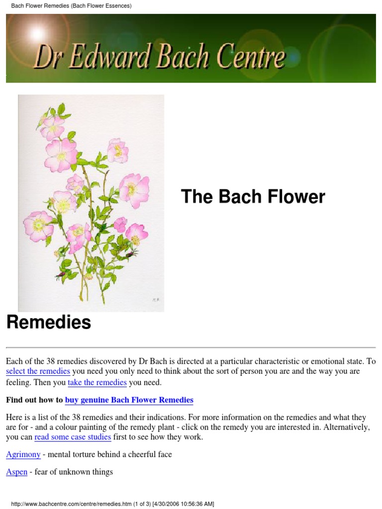 Bach Flower Remidies PDF PDF Bach Flower Remedies Anger