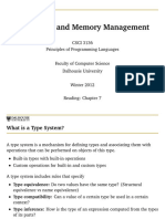 Data Types and Memory Management: CSCI 3136 Principles of Programming Languages