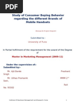 Download Study of Consumer Buying Behavior regarding the different Brands of Mobile Handsets by Prashant Singh SN31550174 doc pdf