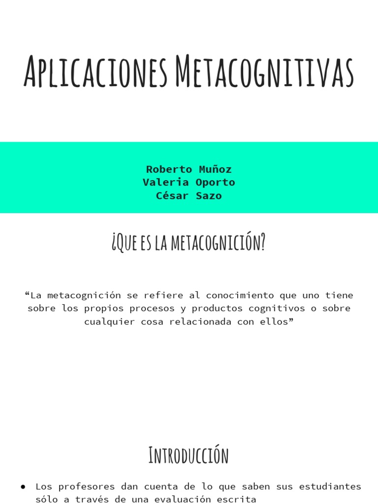 Estrategias Metacognitivas en Educación | PDF | Teoria de la mente ...