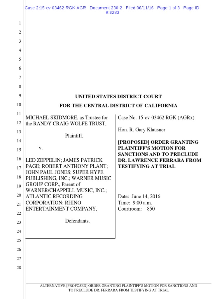 [Proposed] Order Granting Plaintiff’s Motion for Sanctions and to