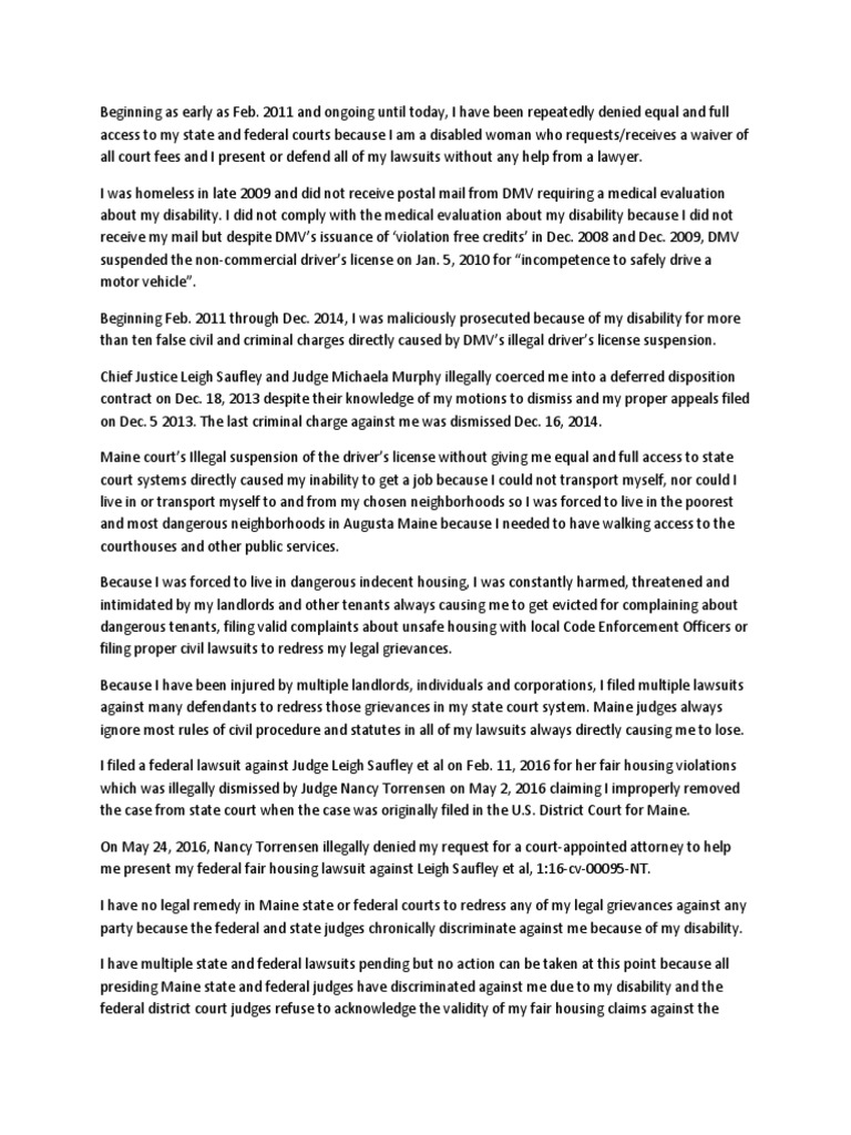 HUD Fair Housing ComplaintMaine Judicial Branch Housing