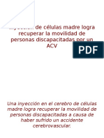  Inyección de células madre logra recuperar la movilidad de personas discapacitadas por un ACV