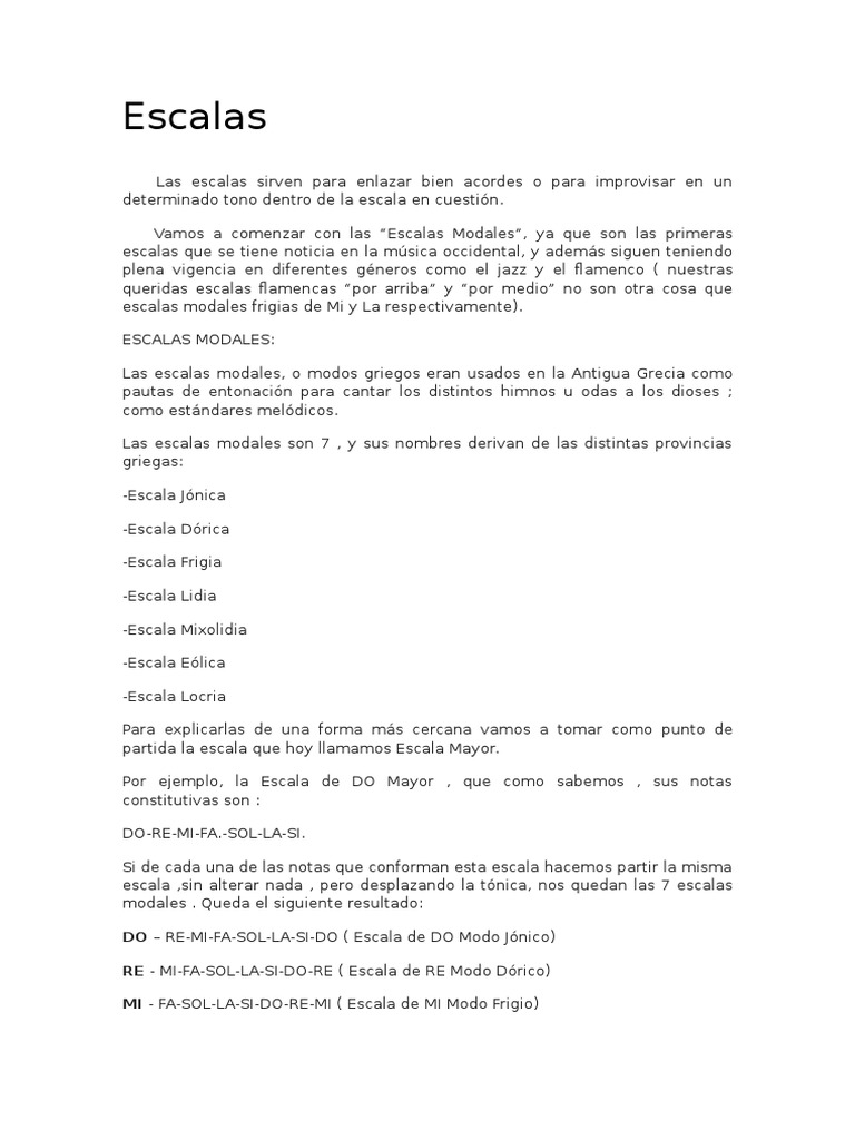 Escalas Musicales PDF Escala (música) Modo (música)