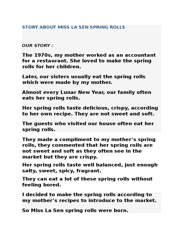 Miss La Sen's Crispy Spring Rolls | PDF