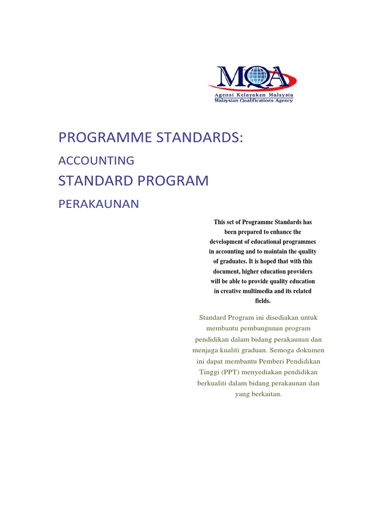 Accounting Programme Standards Guide | PDF | Academic Degree | Doctor ...