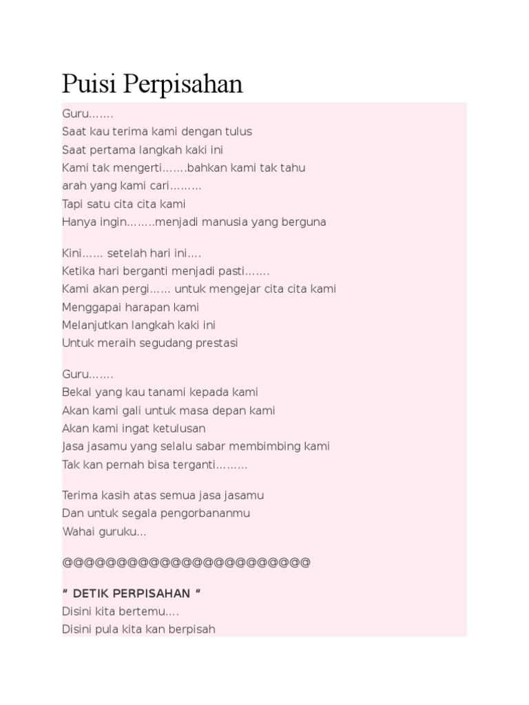 Puisi Perpisahan Sekolah Docx
