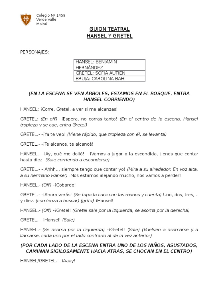 2_ Guion Teatral Hansel y Gretel