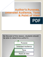 Author's Purpose, Intesdnded Audience, Tone & Point of View