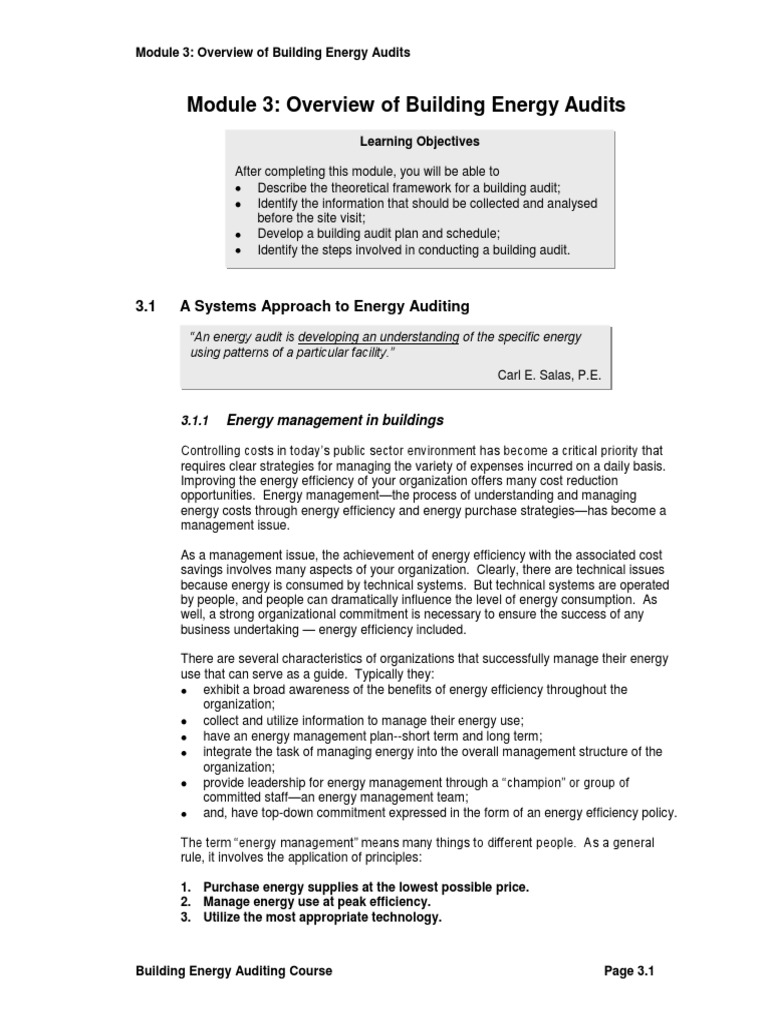 Overview of Building Energy Audits | PDF