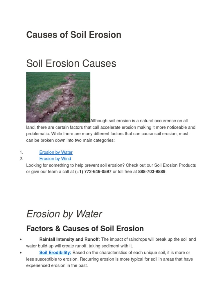 Causes of Soil Erosion PDF Erosion Natural Materials
