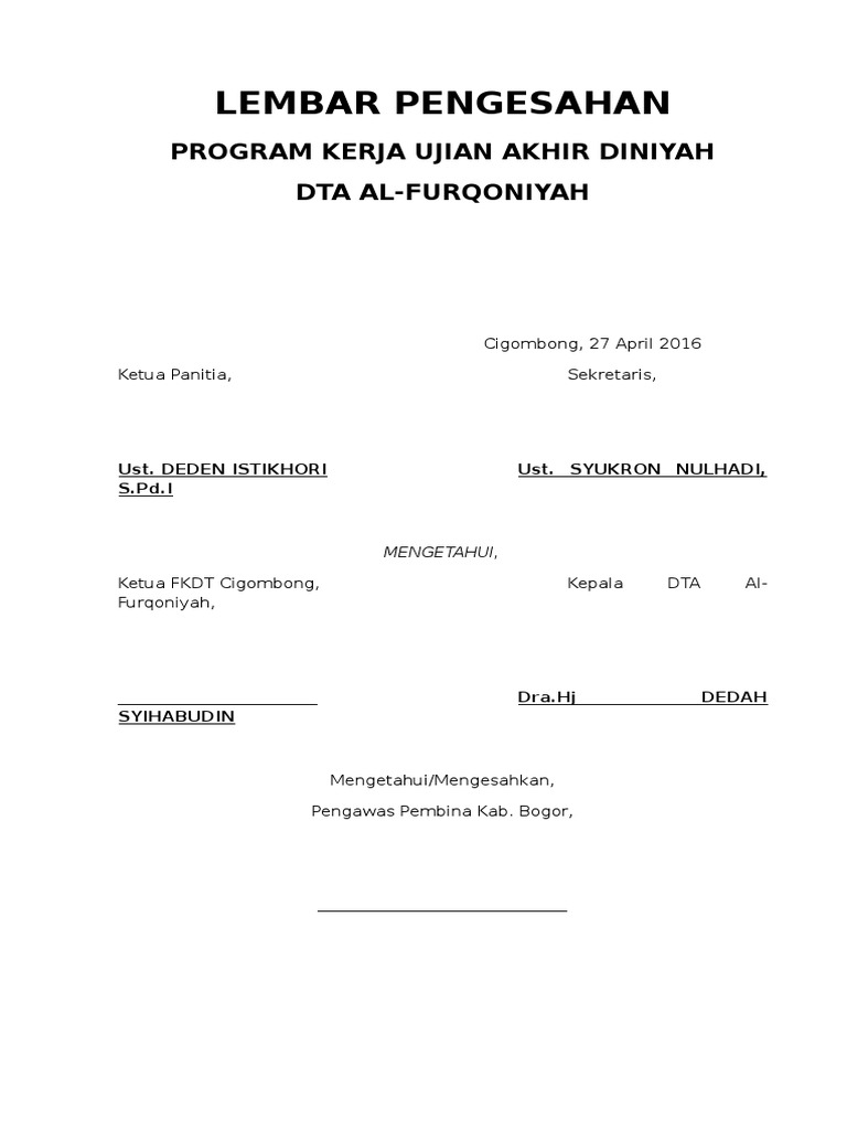 Proker Ujian Diniyah