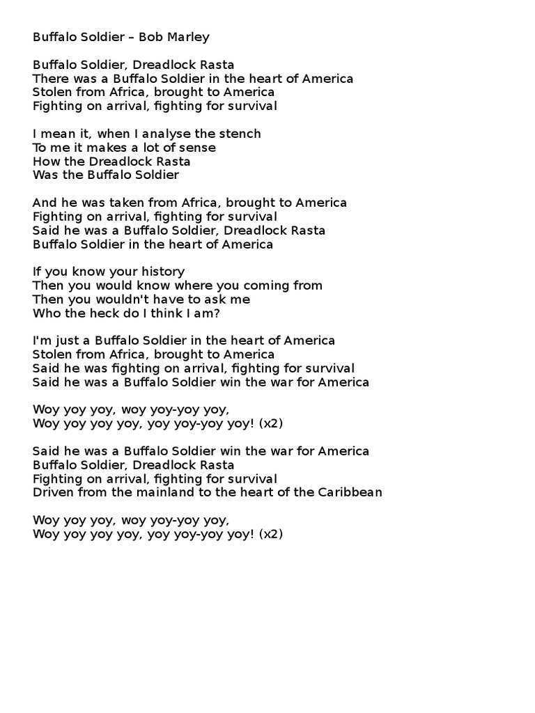 Molya Obrnete Vnimanie Tragicheski Veren Song Lyrics Listening To Buffalo Soldier Lyrics Yadren Ryazko Lopata