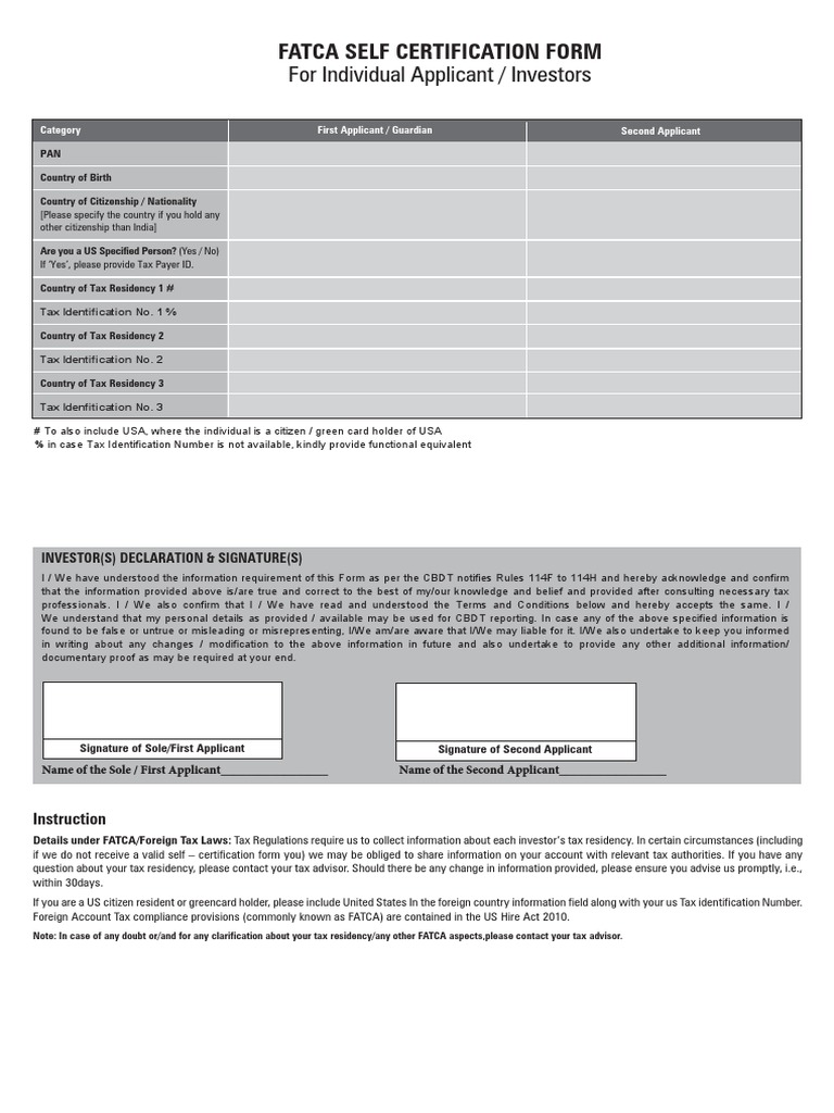 FATCA Self-Certification Form Guide | PDF | Trust Law | Identity Document