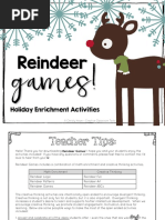 Holiday Freebie Reindeer Games Math Enrichment and Creative Thinking