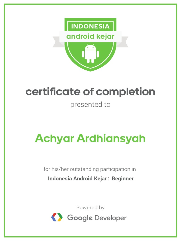 Android Kejar Completion Certificate | PDF