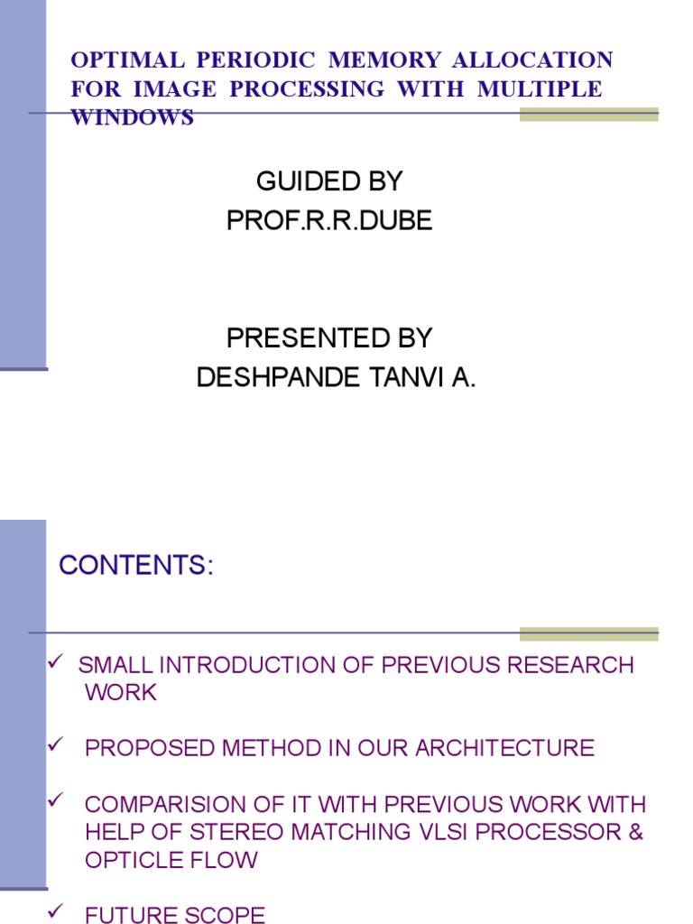 Optimal Memory Allocation for Image Processing | PDF | Parallel ...