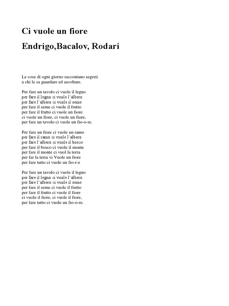 Ci Vuole Un Fiore Endrigobacalov Rodari