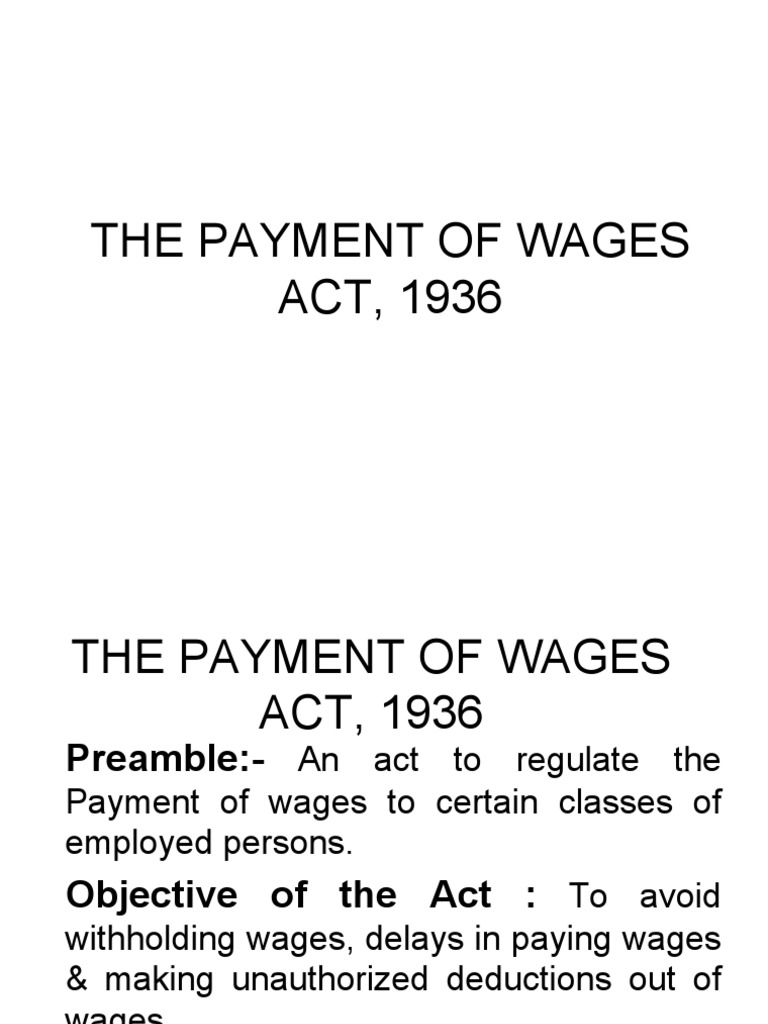 The Payment of Wages Act, 1936 Tax Deduction Wage