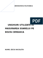 Unghiuri Utilizate in Masurarea Soarelui Pe Bolta Cereasca