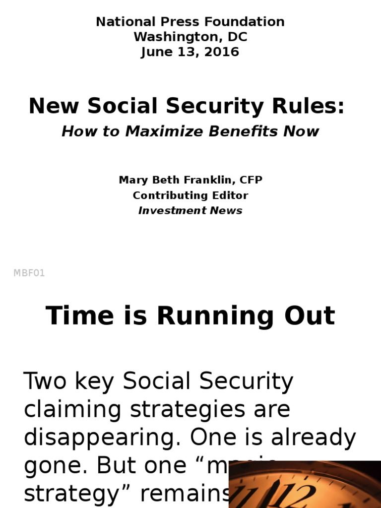 New Social Security Rules How To Maximize Benefits Now PDF Social