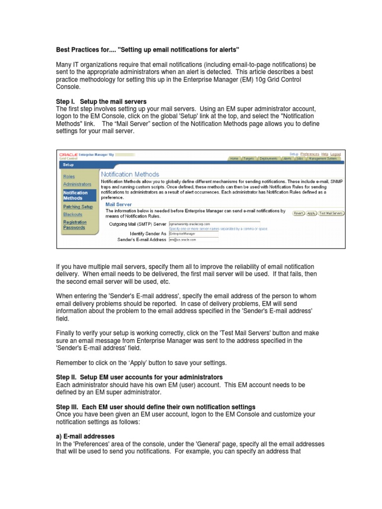 Oracle Email Notifications | PDF