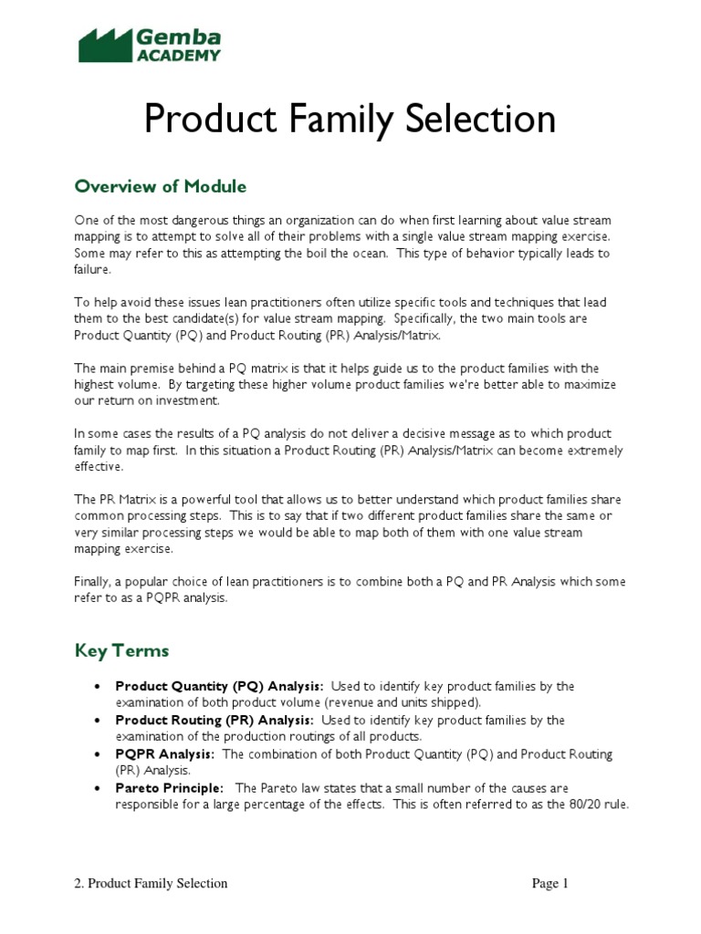 PQPR Analysis for Product Family Selection | PDF | Business