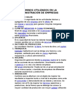 Términos Utilizados en La Administración de Empresas