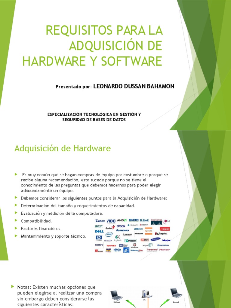 Requisitos Para La Adquisición de Hardware y Software 