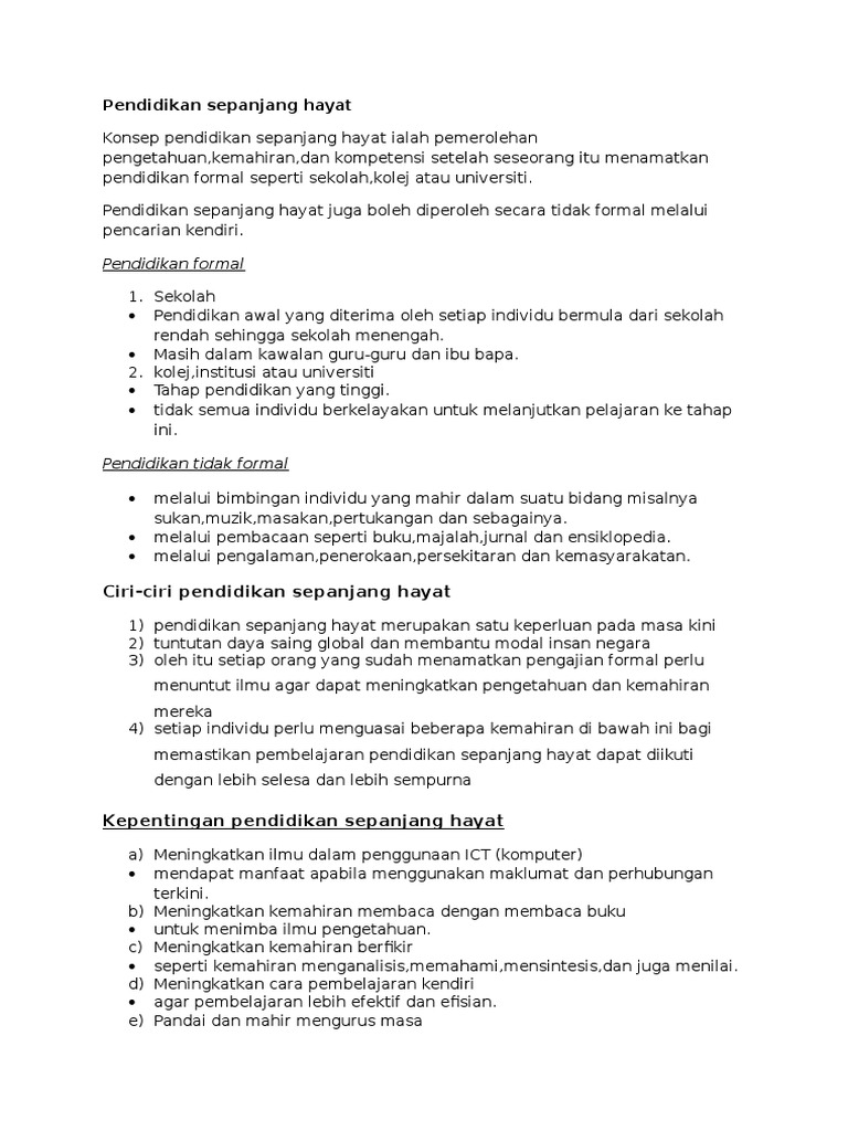 Pendidikan Sepanjang Hayat Pdf